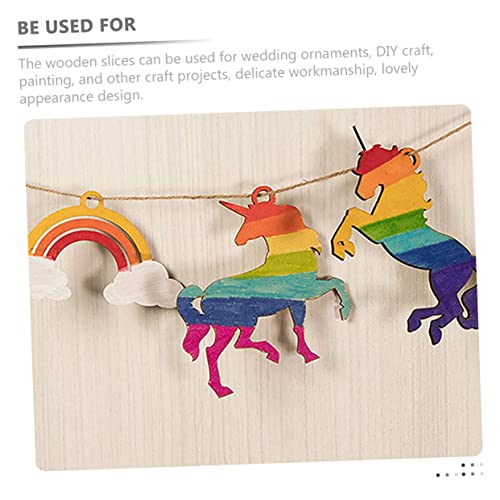 IMIKEYA 1 Set Unicorn Chips Unfinished Wood Slices Homemade Ornaments DIY Guitar Wood Shapes Wooden Rainbow Cutouts Rustic Wooden Embellishments - WoodArtSupply