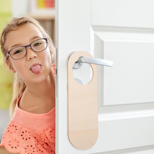 VOSAREA 20pcs Unfinished Wood Door Knob Hangers Blank Door Knob Signs Hanging Direction Signs for DIY Craft Home Hotel Office Decoration VOSAREA