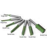 Saipe 7pcs 1/4" Shank Tungsten Carbide Double&Single Flute Straight Dado Router Bit Set, 3/4/5/6/8/10/12mm Cutting Diameter Trimming Cutter for Saipe