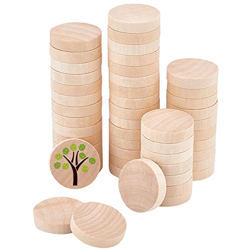 OLYCRAFT 50Pcs Unfinished Natural Wood Slices Burlywood Wooden Round Pieces 1.5 inch Blank Natural Wood Circle Cutouts Wood Blank Circles for DIY OLYCRAFT
