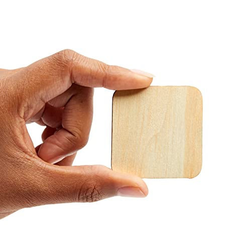 60 Pack 2x2 Wood Squares for Crafts, 2.5mm Unfinished Wood Cutouts with Rounded Corners Bright Creations