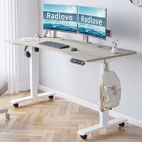 Radlove Electric Standing Desk, 55 x 30 Height Adjustable Computer Desk Sit Stand Desk Home Office Desks with Splice Board and A Under Desk Cable Radlove