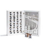Wooden Advent Calendar with Drawers, 12 Inch Reusable Advent Calendar with Lights, White Wood, Battery Operated, Empty Boxes to Fill, Decorative Fold LampLust