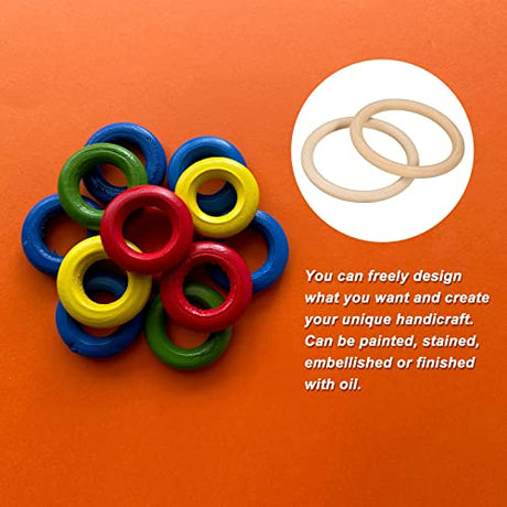 uxcell 5Pcs 100mm(4-inch) Natural Wood Rings, 10mm Thick Smooth Unfinished Wooden Circles for DIY Crafting, Knitting, Macrame, Pendant uxcell