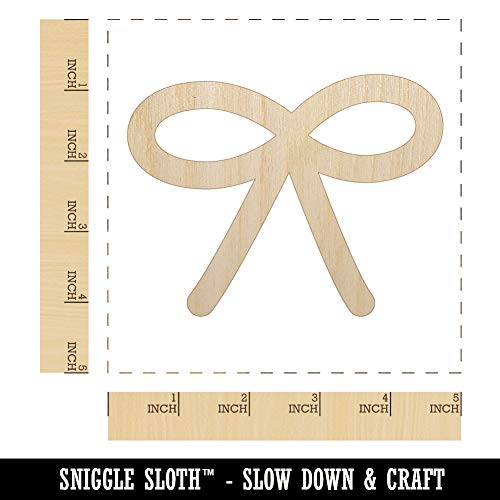 Cute Bow Ribbon Unfinished Wood Shape Piece Cutout for DIY Craft Projects - 1/4 Inch Thick - 4.70 Inch Size Sniggle Sloth