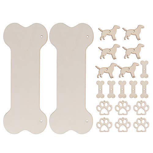 ARTIBETTER Dog Bone Wood Sign Blank Wooden Plaque Unfinished Wood DIY Crafts Hanging Sign for Puppy Pet House Door Wall Decoration 20pcs - WoodArtSupply