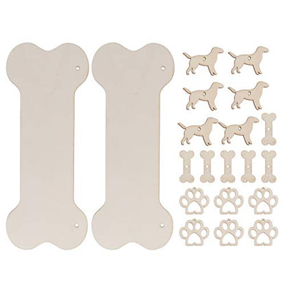 ARTIBETTER Dog Bone Wood Sign Blank Wooden Plaque Unfinished Wood DIY Crafts Hanging Sign for Puppy Pet House Door Wall Decoration 20pcs - WoodArtSupply