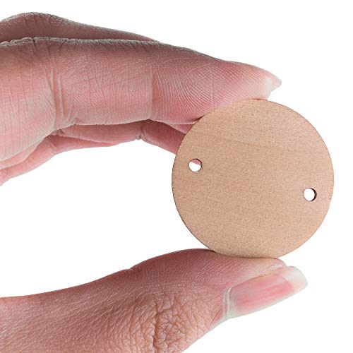 100 Wood Rounds and 100 Key Rings Wooden Circle Discs with Holes and Ring Clips for Birthday Board Tags, Homemade DIY Gifts, Arts & Crafts (1" Inch)