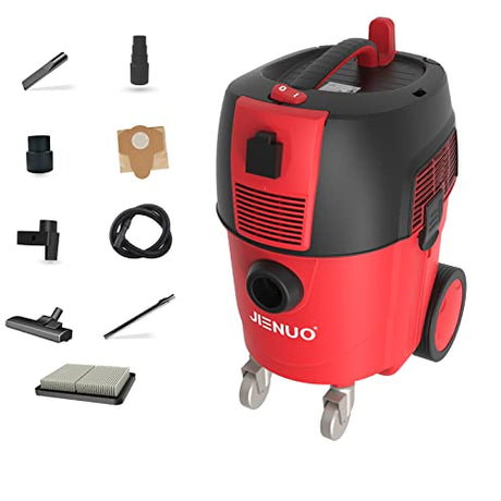 JIENUO Dust Extractor with Auto Filter Clean, 8 Gallon Wet/Dry HEPA Filter Extractor Vacuum, Powerful Suction Shop Vac for Home workshops, JIENUO