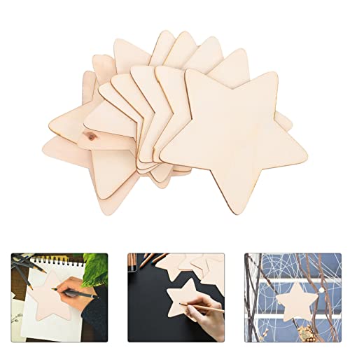 IMIKEYA Unfinished Wooden Stars: 50pcs Children DIY Painting Wooden Chips Star Shaped Cutout Blank Wood DIY Graffiti Wood Slices for Christmas