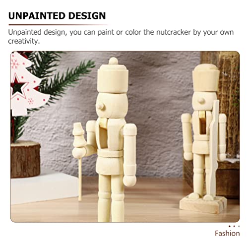 PRETYZOOM Unfinished Wood Nutcracker Ornaments: 12pcs Paint Your Mini Wooden Nutcracker Figures Doll Soldier Puppet for Christmas Craft Supplies PRETYZOOM