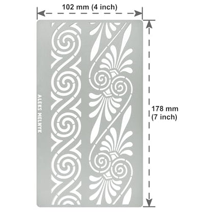 Aleks Melnyk No.332 Metal Stencil, Ancient Greek and Roman Ornament Design, Palmette Motif, Border, Patterns, Small Stencil, 1 PC, Template for Wood - WoodArtSupply