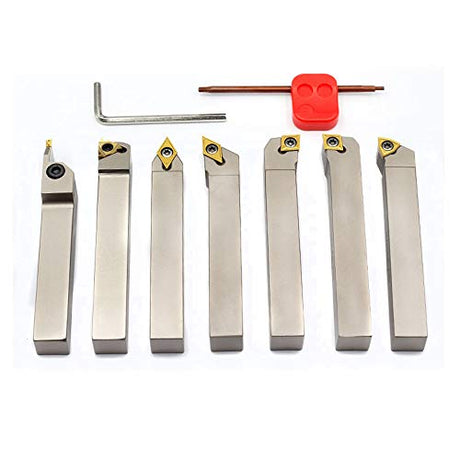 OSCARBIDE 5/8"Shank Nickel Plated Indexable Lathe Turning Tool Holder 7 Pieces/Set,Heavy-Duty CNC Metal Lathe CuttingTools for Turning Grooving OSCARBIDE