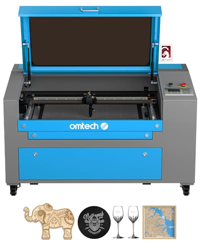 OMTech 60W CO2 Laser Engraver with LightBurn, 16x24 Inch Laser Engraving Cutting Machine with 2 Way Pass Air Assist Digital Control Panel RDWorks, - WoodArtSupply