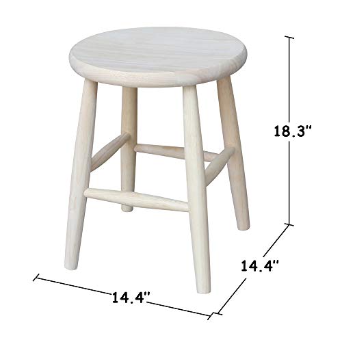 International Concepts 18-Inch Scooped Seat Stool, Unfinished