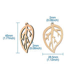Pandahall 20Pcs Hollow Leaf Natural Wood Beads Pendants 45x28.5x2mm Unfinished Large Leaf Dangle Charms with Loop for Earring Bracelet Necklace PH PandaHall