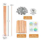 Visgaler 200 Pcs Double-Thickness Wooden Candle Wicks. 5.1 X 0.5 X 0.04 Inch Natural Crackling Wicks, Long Lasting Smokeless Wood Wicks with Iron Visgaler