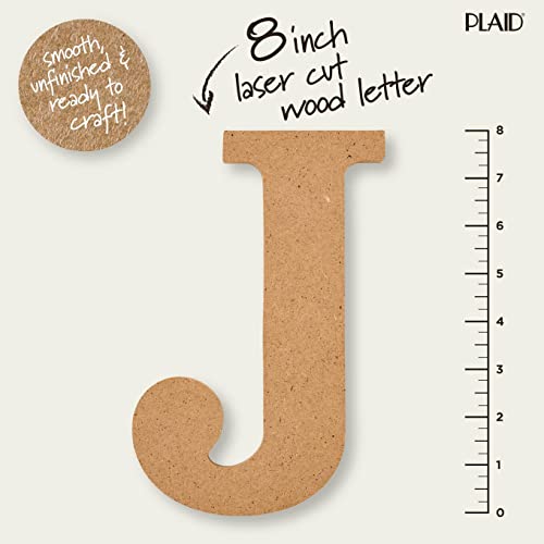 Plaid Wood Unfinished Letter, 8" Wooden Surface Perfect for DIY Arts and Crafts Projects, 63589, 8 inch Plaid