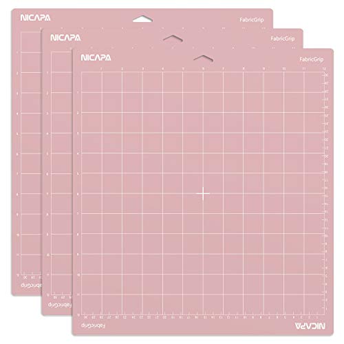 Nicapa Fabric Grip Cutting Mat for Cricut Maker 3/Maker/Explore 3/Air 2/Air/One (12x12 inch,3 Pack) Fabric Adhesive Sticky Pink Quilting Replacement NICAPA