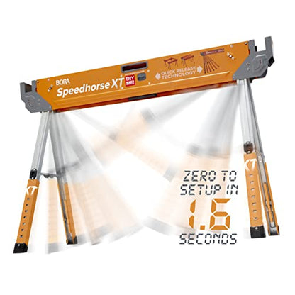 Bora Portamate Speedhorse XT Adjustable Height Sawhorse-Single Piece Stand with 30-36 inch adjustable Legs,Metal Top for 2x4,Heavy Duty Pro Bench Saw