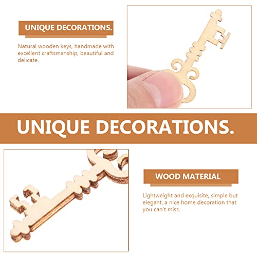 Amosfun 20PCS Wooden Key Shapes Natural Wood Mini DIY Art Craft Embellishment Keys Cards Bookmark Scrapbooks - WoodArtSupply