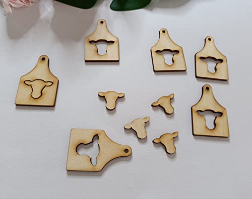 40pcs of Wood Cow Head Earring Blanks,Blank Sublimation Cow Tag/Post/Stud Animal Earrings (2'') - WoodArtSupply