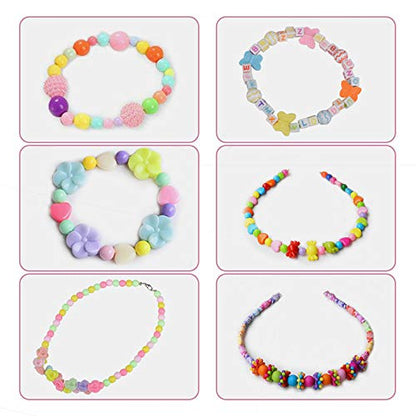 LITTLEFUN Birthday Gift for 4 5 6 7 Year Old Girls, Bracelet Jewellery Making Kits for Kids Boys Necklace Bracelet Crafts Toy for Child Birthday Gift - WoodArtSupply