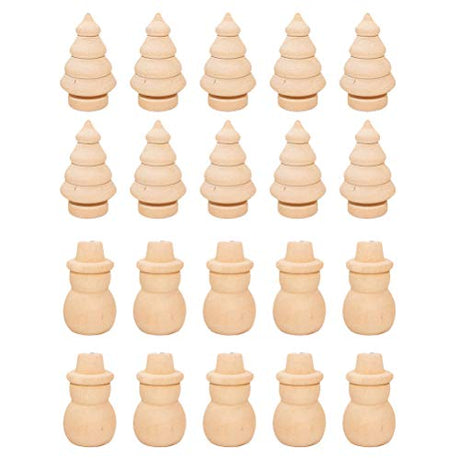 LIOOBO 20Pcs Painting Puppets Christmas Tree Peg Doll unpainted peg Doll Puppets Ornaments DIY Painting Puppet Miniature Toy for Kids DIY Puppets LIOOBO