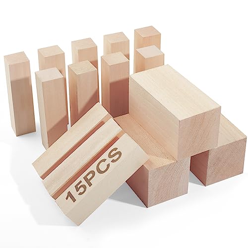 15Pcs Basswood Carving Blocks, Whittling Blocks Basswood for Craft, Basswood Carving Wood for Beginner to Expert … - WoodArtSupply