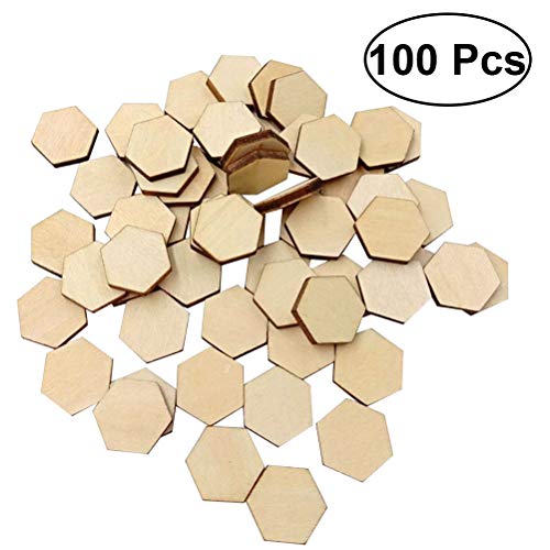 ARTIBETTER 100 pcs Wooden Pieces Hexagon Wood Shape Beech Wood for DIY Arts Craft Project Ready to Paint or Decorate (17.5mm) ARTIBETTER