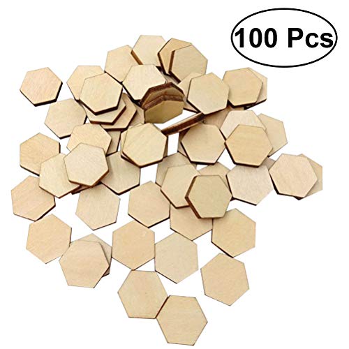 Artibetter 100 Pcs Wooden Pieces Hexagon Wood Shape Beech Wood for DIY Arts Craft Project Ready to Paint or Decorate (17.5mm)