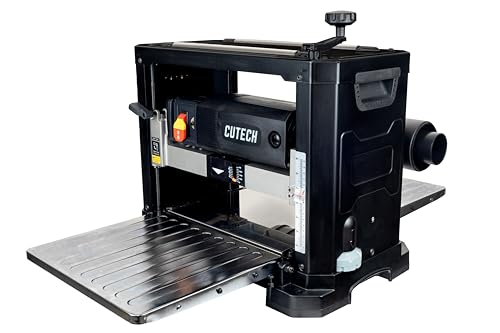 Cutech 40800H 13-Inch Spiral Cutterhead Benchtop Planer with 26 Tungsten Carbide Inserts, 2-Speed Feed Rate, Snipe Minimizer, and Board Return