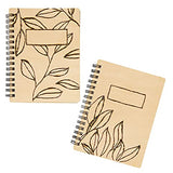 4 Pack Wooden Cover Notebook, Spiral Bound Unruled Plain DIY Craft Journal for Students, Sketches, Writing, Arts and Crafts, Note Taking, 20 Sheets Juvale
