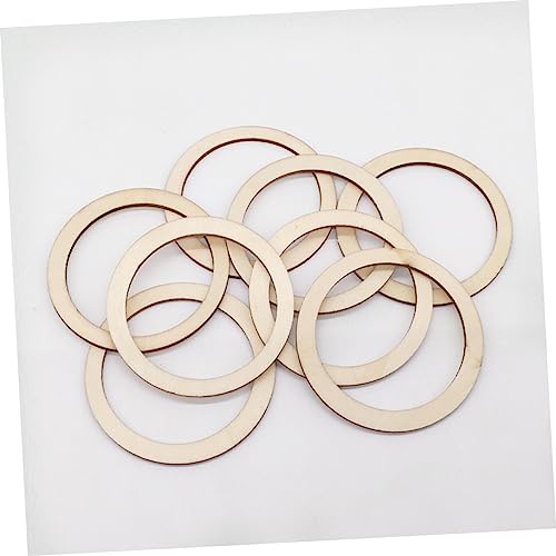 TEHAUX 200pcs Rustic Decor Floral Decor Rustic Frames Unfinished Wood DIY Craft Decor Flat Wooden Rings for Crafts Hollowed Wooden Slice Round