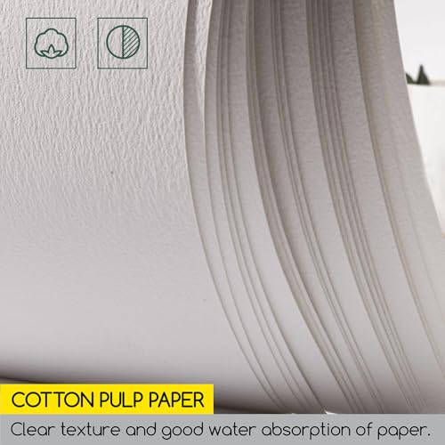 MEEDEN 15×10.2" Cotton Watercolor Paper Textured Surface Watercolor Pad, Cold Press, 140lb/300gsm, 20 Sheets for Painting & Drawing, Wet, Mixed Media MEEDEN