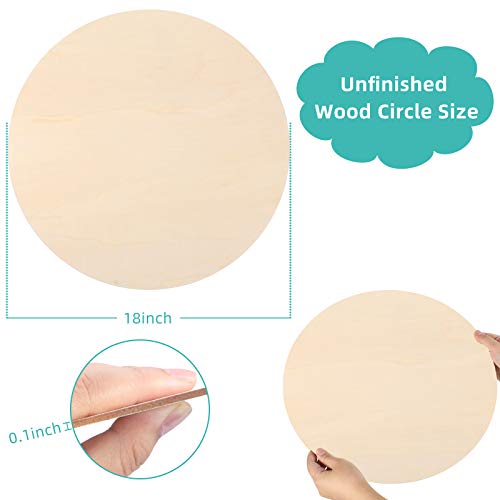 Wood Circles for Crafts, 24-Count Unfinished Wooden Round Disc Cutouts, 4 Inches in Diameter
