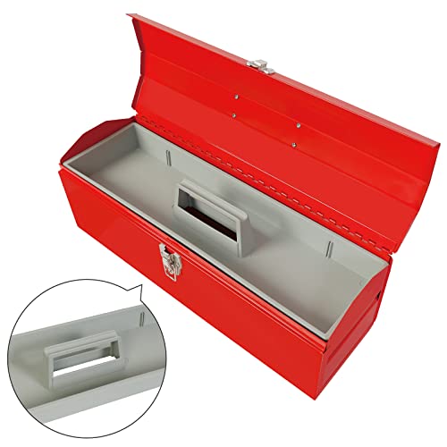 BIG RED ATB212R Torin 19" Steel Portable Tool Box Hip Roof Style Tool Box Organizer with Metal Latch Closure and Removable Storage Tray, Red BIG RED