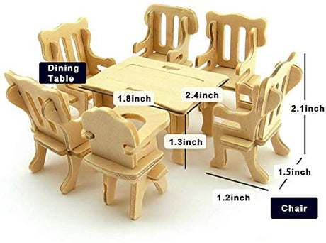 LoveInUSA 3D Wooden Dollhouse Furniture Puzzle DIY House Room Miniature Furniture Sets Puzzle Gift for Kids LOVEINUSA