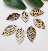 30pcs Wood Leaf Cut Out Earring Blanks, DIY Unfinished Laser Cut Natural Wood Earrings Blank for Jewelry Makers Supplies and Crafting (2'') XIAOYUE