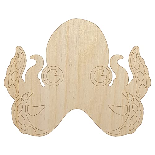 Cute Octopus Unfinished Wood Shape Piece Cutout for DIY Craft Projects - 1/8 Inch Thick - 6.25 Inch Size Sniggle Sloth