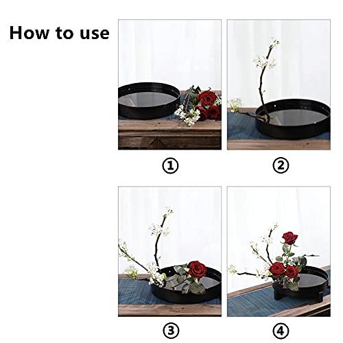 Japanese Ikebana Kit Floral Frog Flower Container Set with 9inch Plastic Bowl Vase Pot, 1.57inch Kenzan, 2.76inch Plastic Kenzan, 2-in-1 Kenzan Tool Eggone