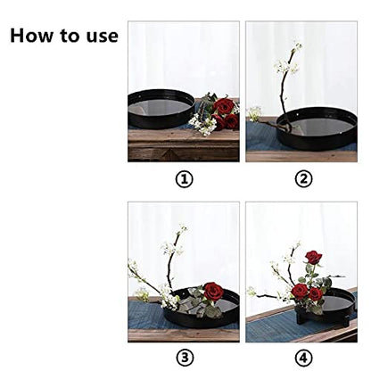 Japanese Ikebana Kit Floral Frog Flower Container Set with 9inch Plastic Bowl Vase Pot, 1.57inch Kenzan, 2.76inch Plastic Kenzan, 2-in-1 Kenzan Tool - WoodArtSupply