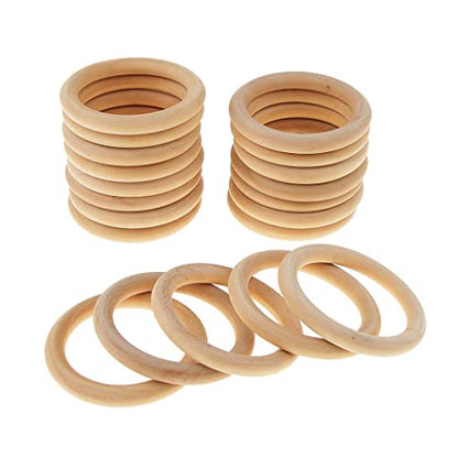 barenx Natural Wood ?C 20 Pieces Unfinished Wood Rings for Pendant, DIY - WoodArtSupply