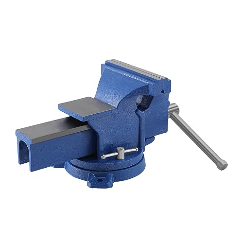 Iglobalbuy 6" Bench Vise with Anvil, Vice Tool 6 Inch Jaw Width Table Top Clamp 360° Swivel Base Heavy Duty Cast Iron Clamp Press Locking Home Bench - WoodArtSupply