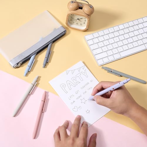 Mr. Pen- Retractable Gel Pens with Rose Gold Ring and Ball, 6 Pack, Morandi Barrels, Japanese Black Gel Pens, Fast Dry, Gel Pens Fine Point 0.5mm, Mr. Pen