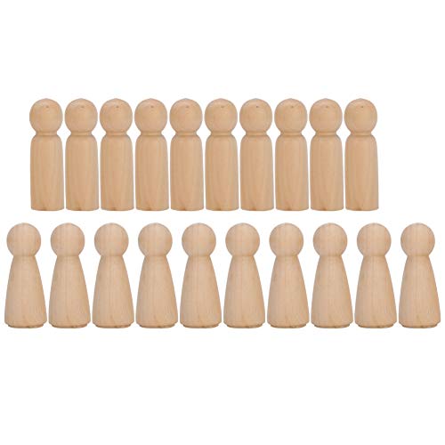 20Pcs Unfinished Wood Peg Dolls, 10 Boys and 10 Girls, Innovative DIY Wood Shapes Figures for Painting, Craft Art Projects Peg Game Biitfuu