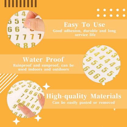 7 Sheets Mini Number Stickers for Nail Art, Self Adhesive Gold Small Glitter Alphabet Letter Sticker Set 0-9 for Epoxy Resin Casting Gift Scrapbooks - WoodArtSupply