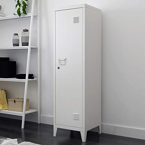 MIOCASA Metal Cabinet Home Office Storage Cabinets with Doors and Shelves Lockable 3 Door File Cabinet Organizer Coat Lockers for Kids (White) MIOCASA