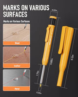 Nicpro 3 Pack Carpenter Pencil with Sharpener & Cap, Mechanical Carpenter Pencils with 39 Refills (Red, Black, Yellow), Deep Hole Marker Construction Nicpro