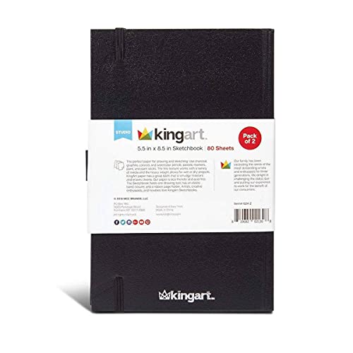 KINGART Hardcover Sketchbook Journal, 2-Pack, 70 Pound (110 GSM), 5.5" X 8.5", 80 Sheets - WoodArtSupply